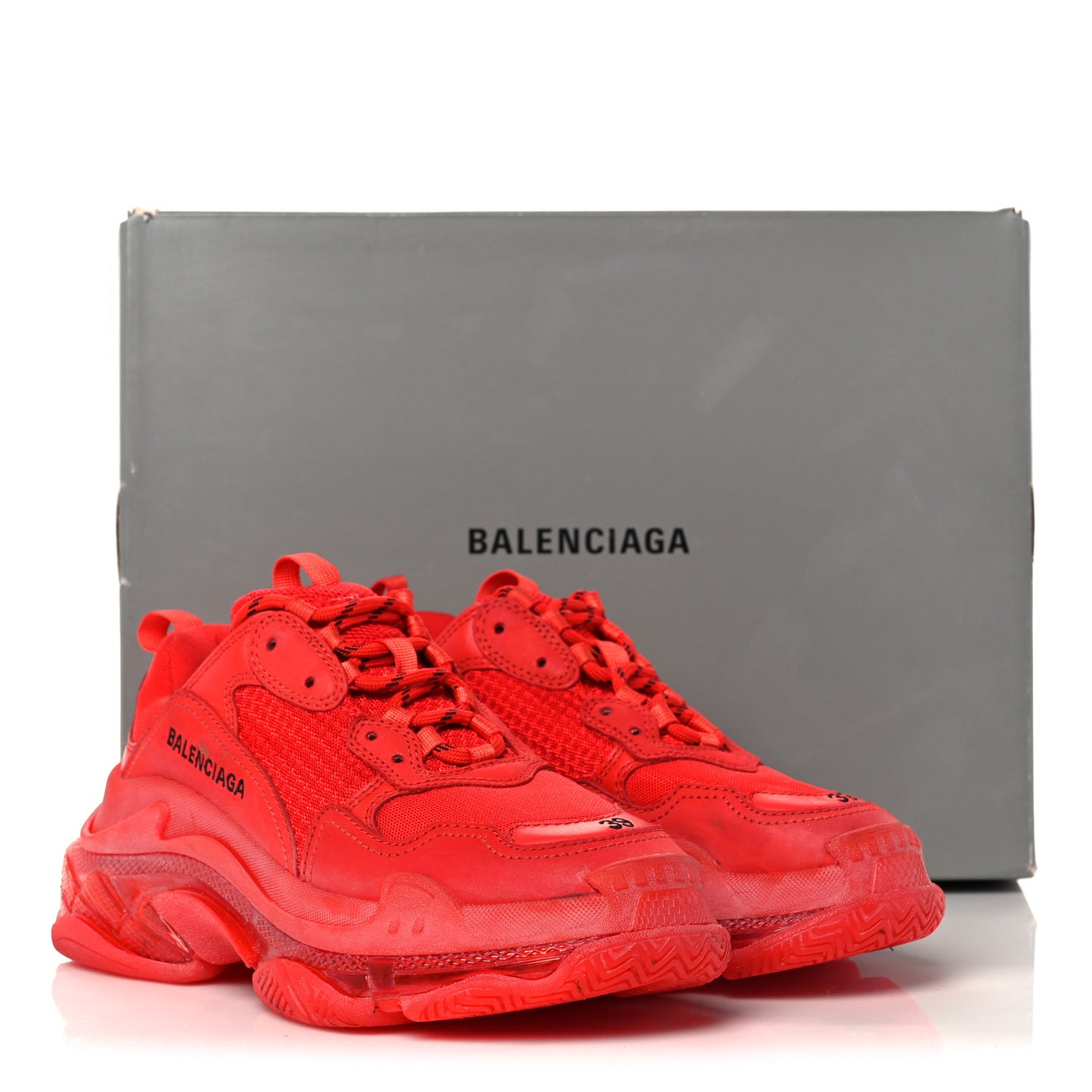 Fabric Mesh Clear Sole Womens Triple S Sneakers 39 Rouge Vif