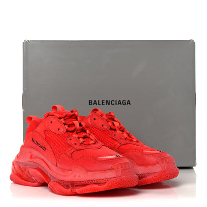 Balenciaga Fabric Mesh Clear Sole Womens Triple S Sneakers 39 Rouge Vif 15 of 15
