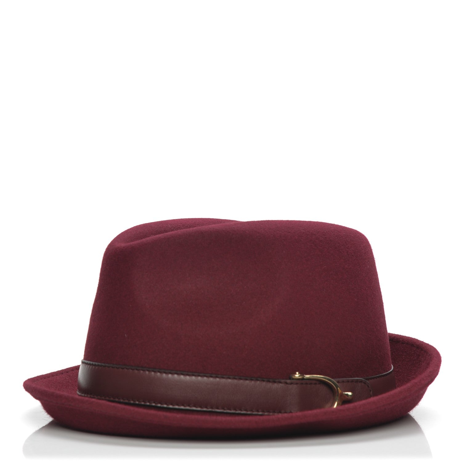 Gucci Felt Horsebit Fedora Hat M Burgundy 1 of 6
