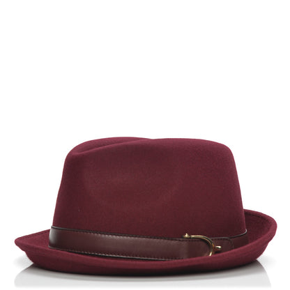 Gucci Felt Horsebit Fedora Hat M Burgundy 1 of 6