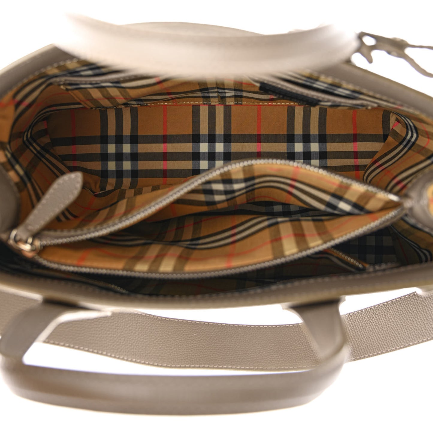 Derby Calfskin House Check Medium Banner Tote Pale Grey