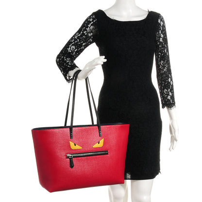 Fendi Vitello Elite Cuoio Monster Buggies Medium Roll Tote Mattone Black Multicolor Lavagna 2 of 9