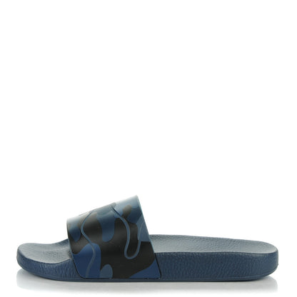 Valentino Garavani Rubber Camo Slide Sandals 41 Blue 1 of 6