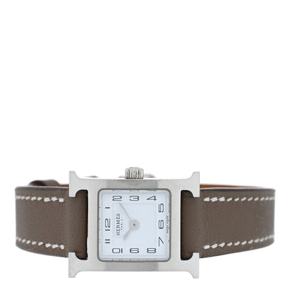 Hermes Stainless Steel Swift 17.2mm Heure H Hour Watch Etoupe 2 of 5