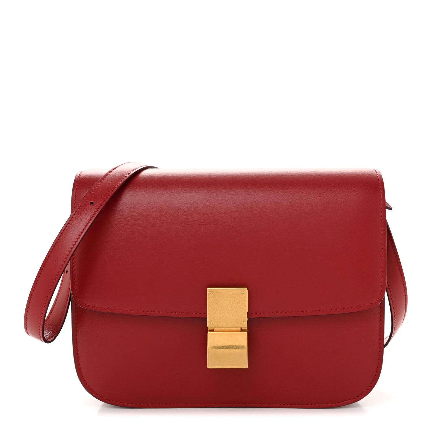 Celine Box Calfskin Medium Classic Box Flap Bag Dark Brick 1 of 13