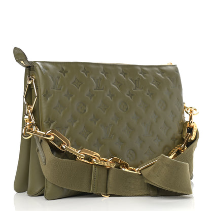 Louis Vuitton Lambskin Embossed Monogram Coussin MM Khaki 3 of 11