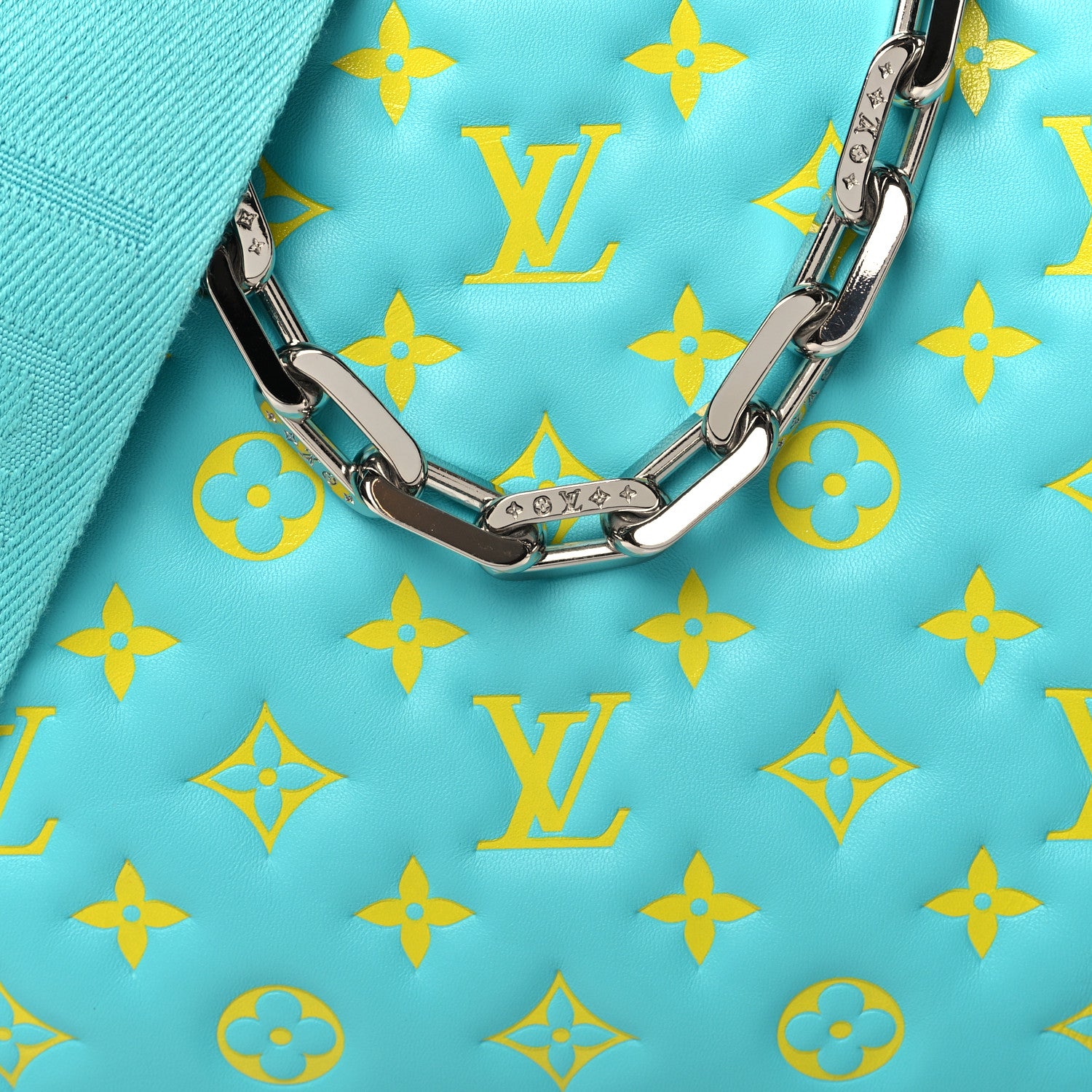 Louis Vuitton Lambskin Embossed Monogram Vuittamins Coussin PM Menthe Jaune 9 of 11