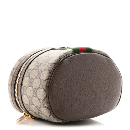 Gucci GG Supreme Monogram Textured Calfskin Web Ophidia Vanity Cosmetic Case Beige Ebony New Acero 4 of 8