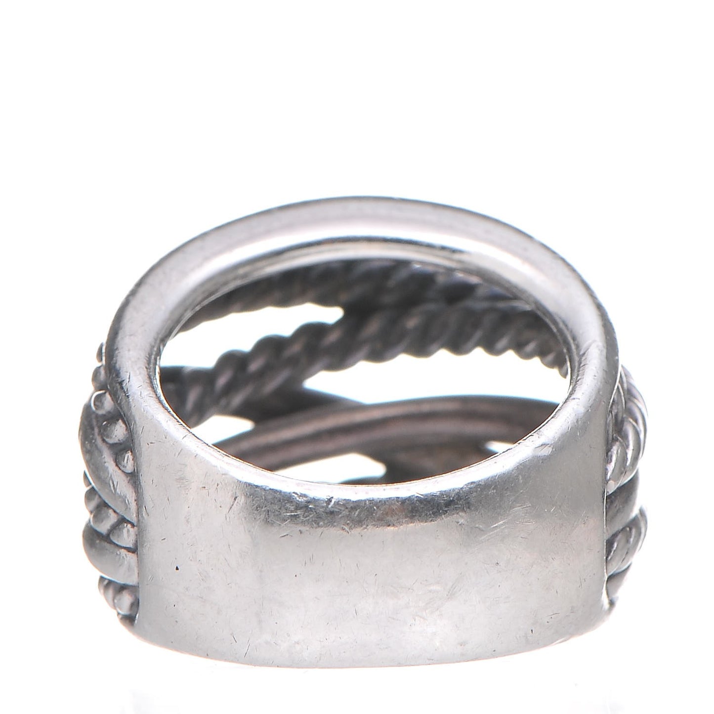 Sterling Silver 18mm Wide Crossover Cable Ring 52 6
