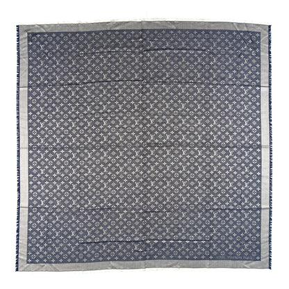 Louis Vuitton Silk Wool Monogram Denim Shawl Blue 1 of 3