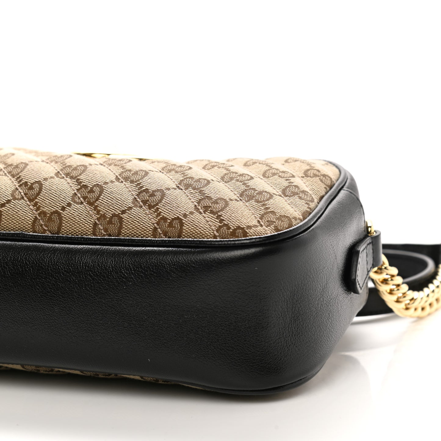 Monogram Matelasse Diagonal Small GG Marmont Chain Shoulder Bag Beige Black