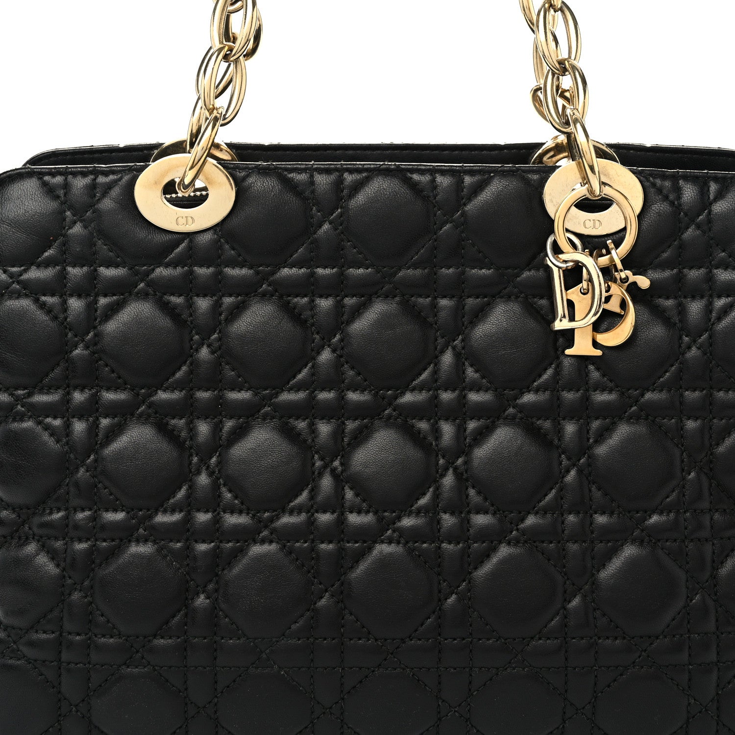 Christian Dior Lambskin Cannage Small Dior Soft Zipped Shopping Tote Black 8 of 10