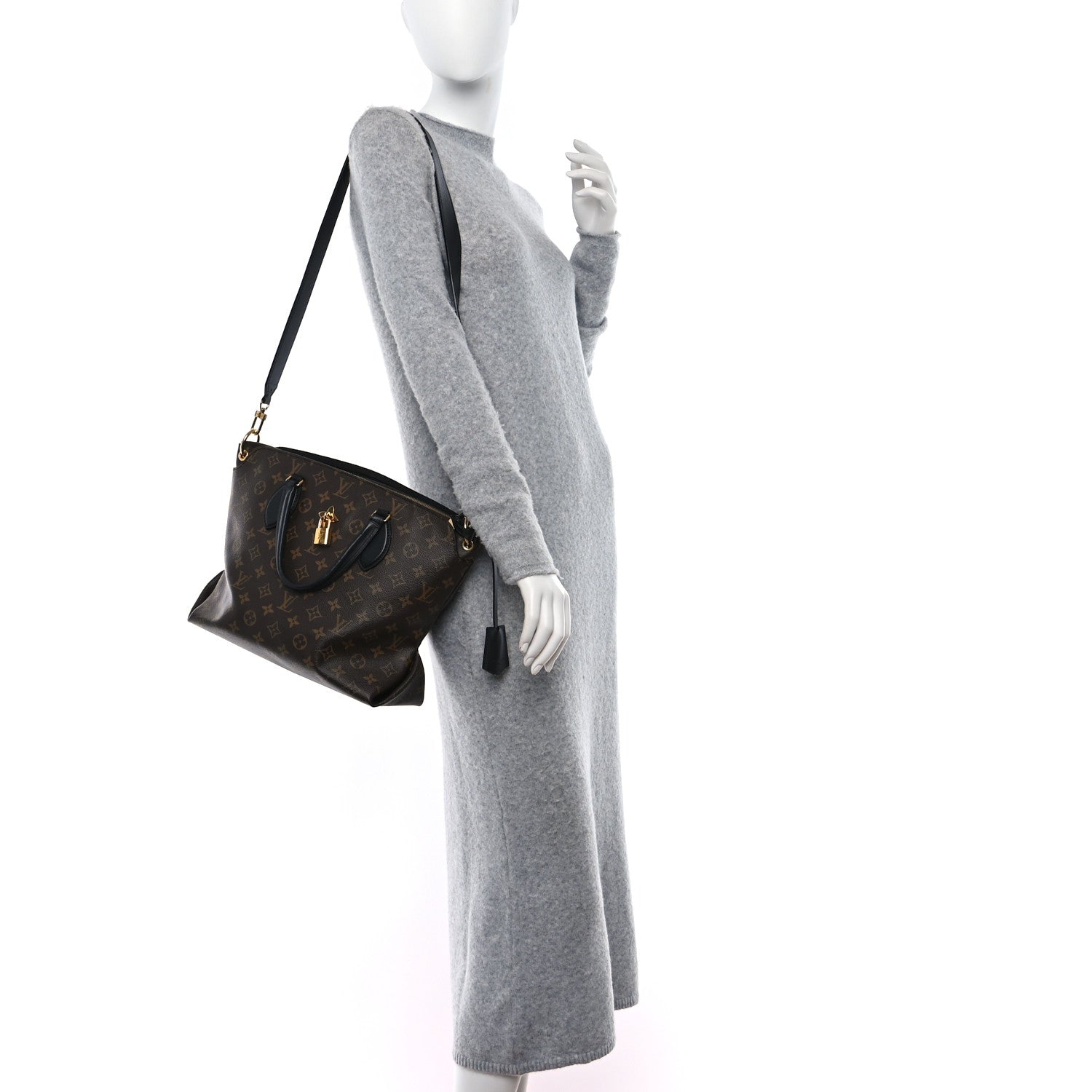 Louis Vuitton Monogram Flower Zipped Tote MM Black 2 of 9