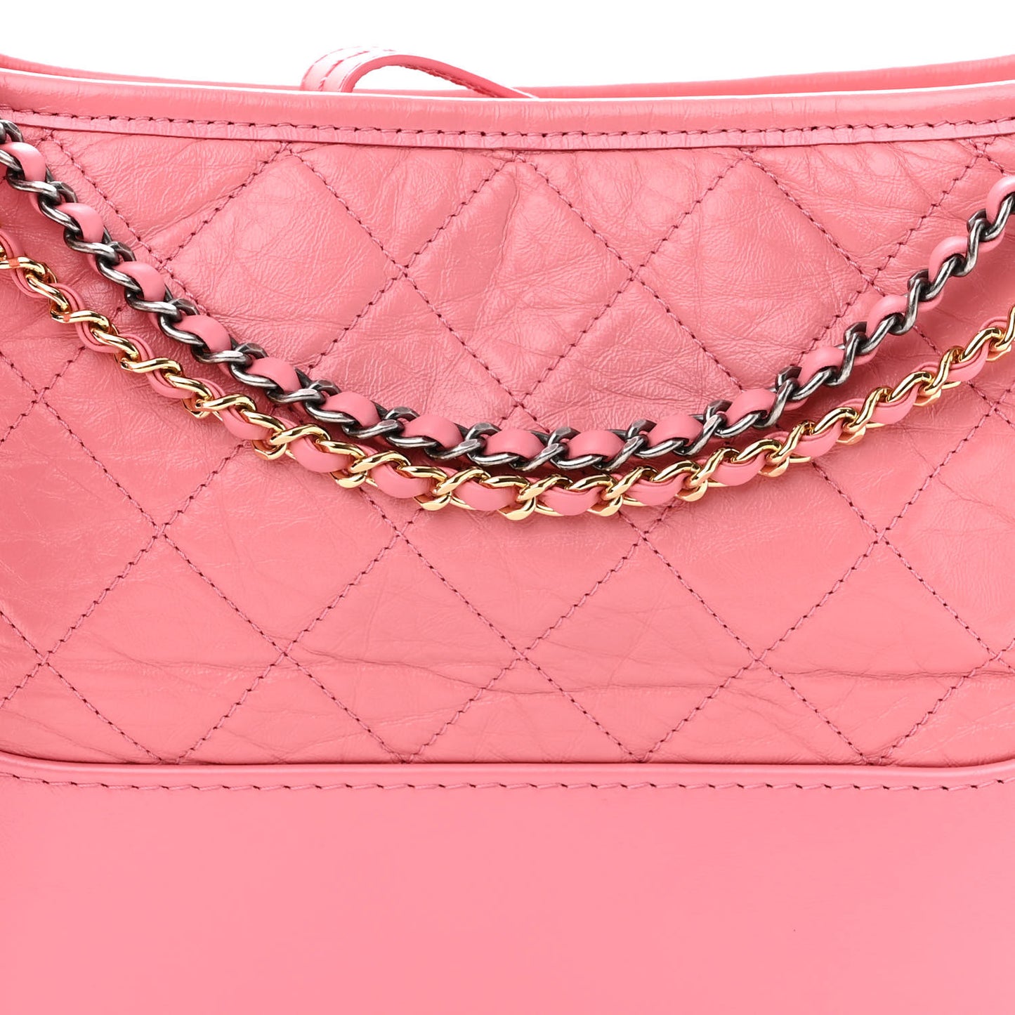 Aged Calfskin Quilted Small Gabrielle Logo Hobo Rose