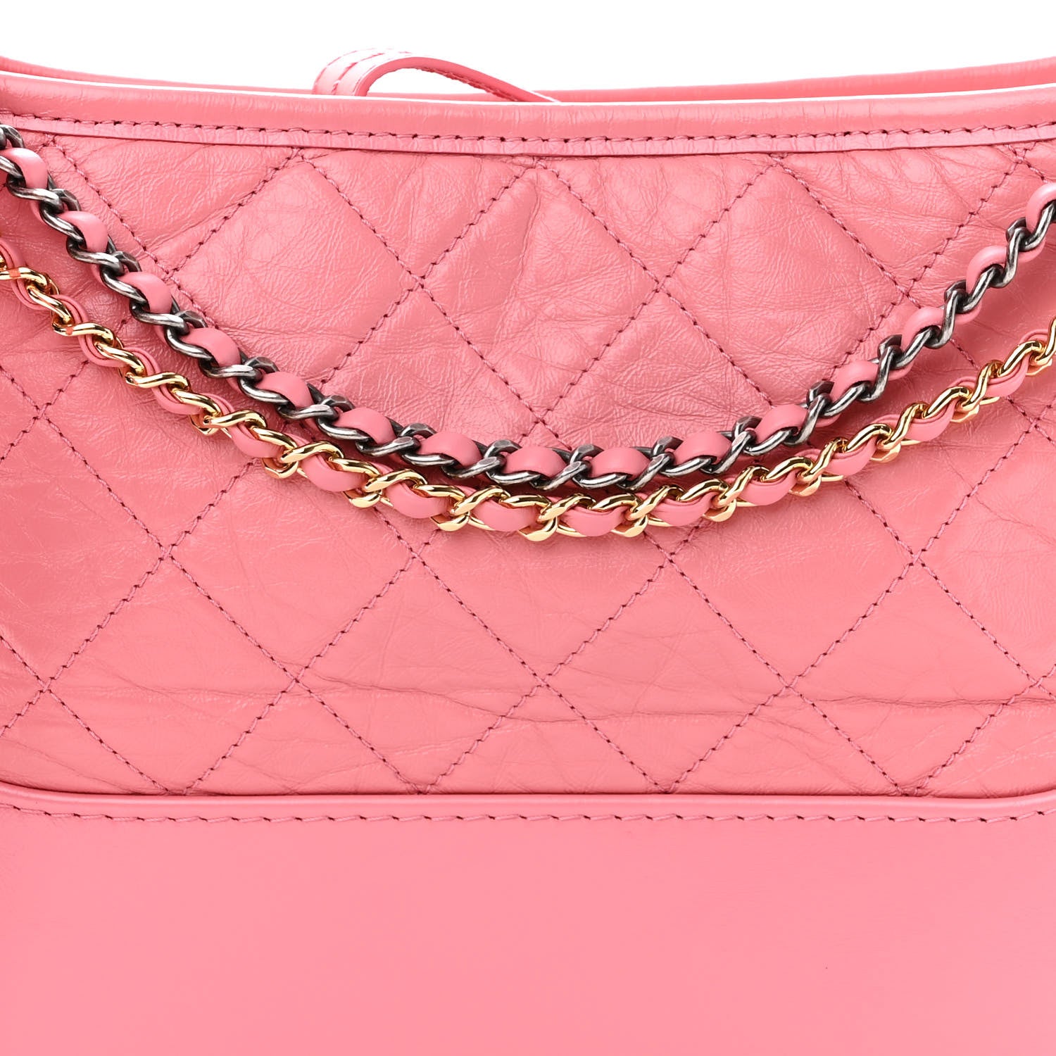 Chanel Aged Calfskin Quilted Small Gabrielle Logo Hobo Rose 7 of 9