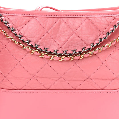 Chanel Aged Calfskin Quilted Small Gabrielle Logo Hobo Rose 7 of 9