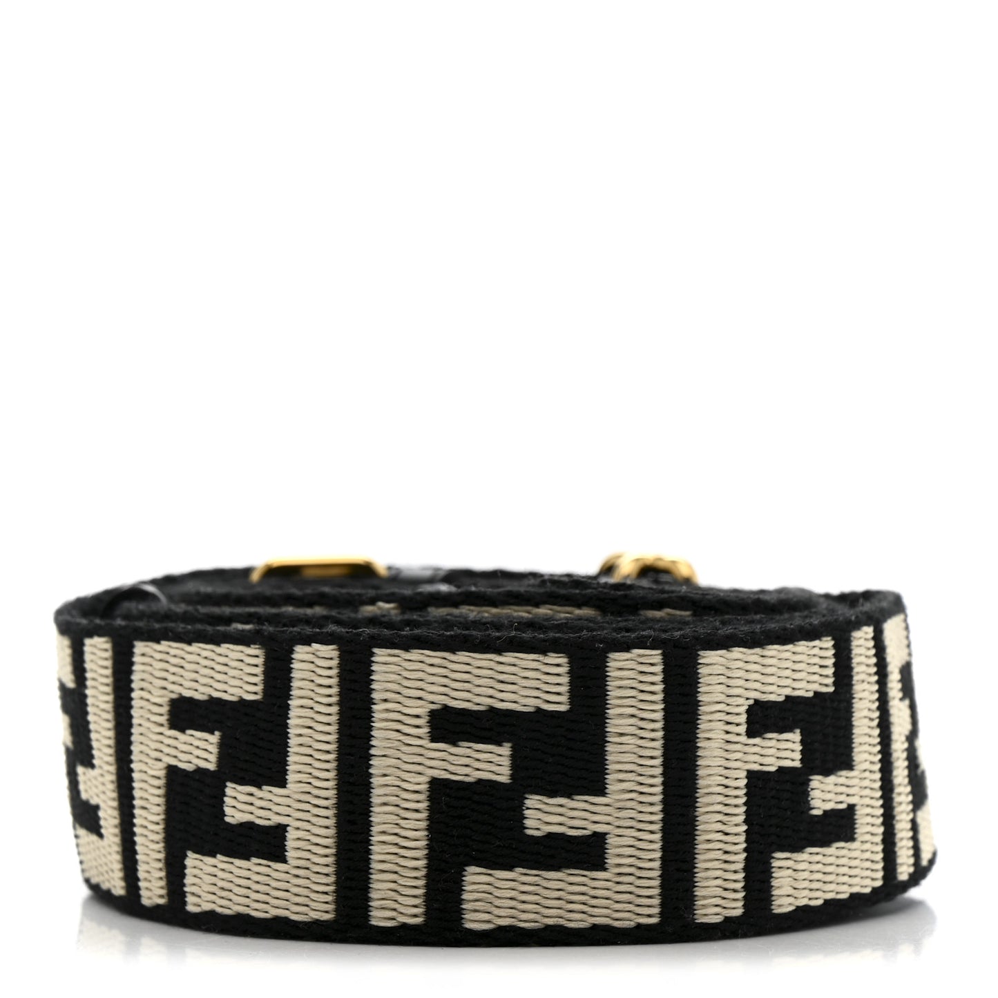 Jacquard Ribbon Vitello King FF Bi-Color Intreccio Adjustable Strap You Black White