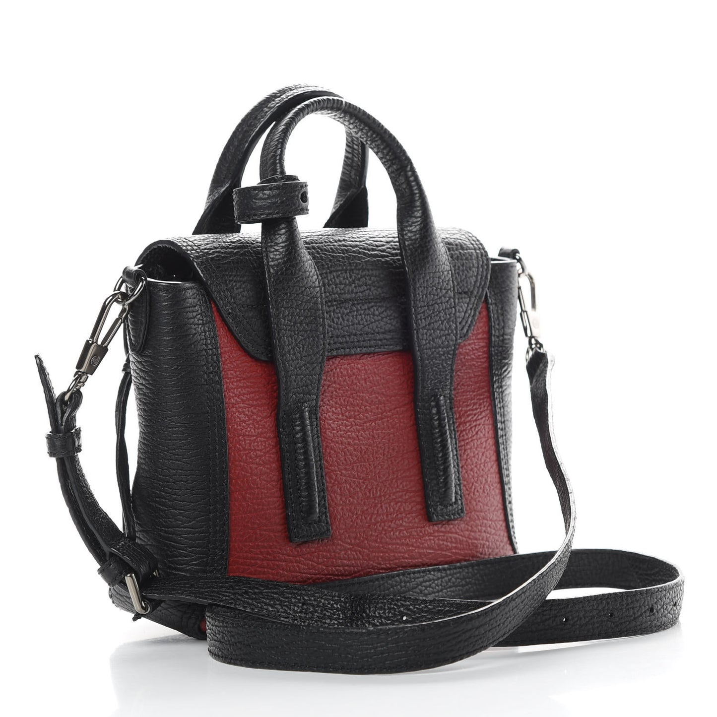 3.1 Textured Calfskin Mini Pashli Satchel Crimson Black