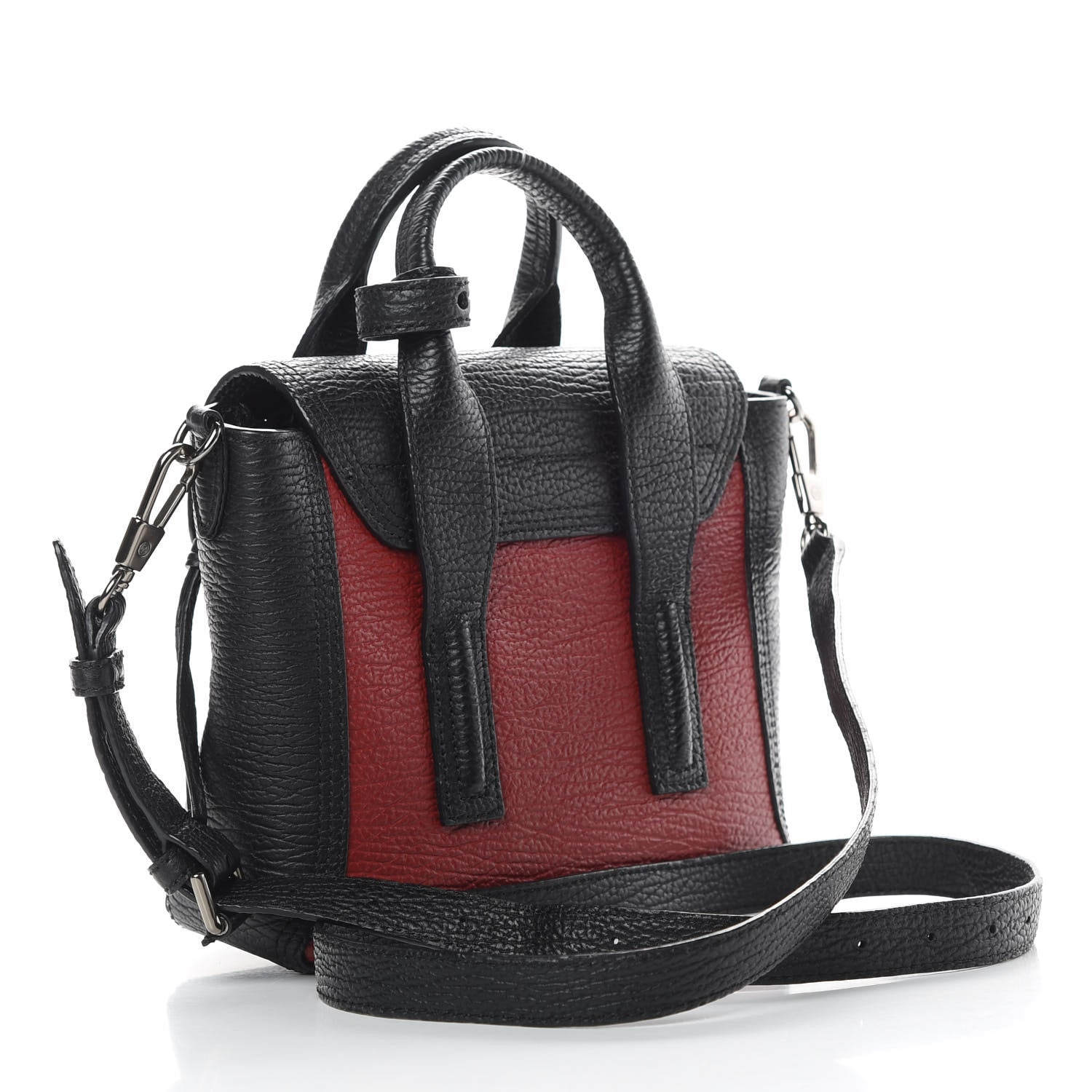 3.1 Phillip Lim 3.1 Textured Calfskin Mini Pashli Satchel Crimson Black 3 of 15