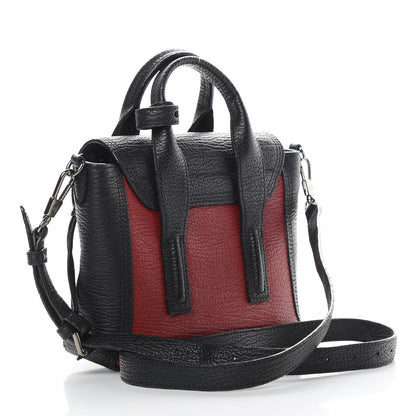 3.1 Phillip Lim 3.1 Textured Calfskin Mini Pashli Satchel Crimson Black 3 of 15