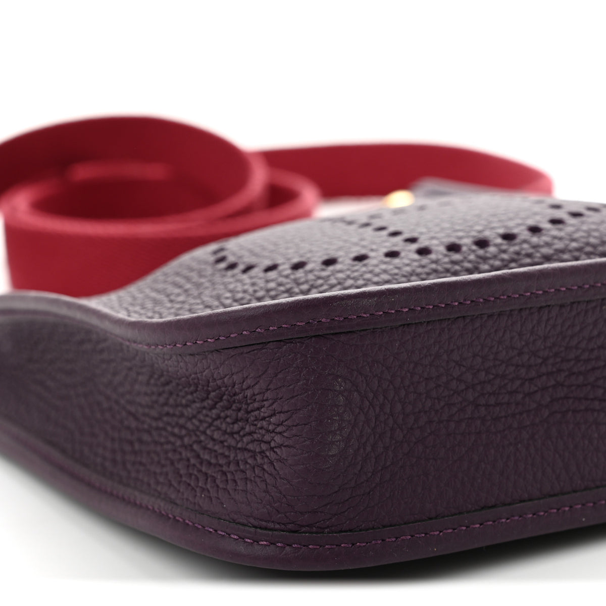 Hermes Taurillon Clemence Amazone Evelyne TPM  Cassis Rouge Grenat 9 of 10