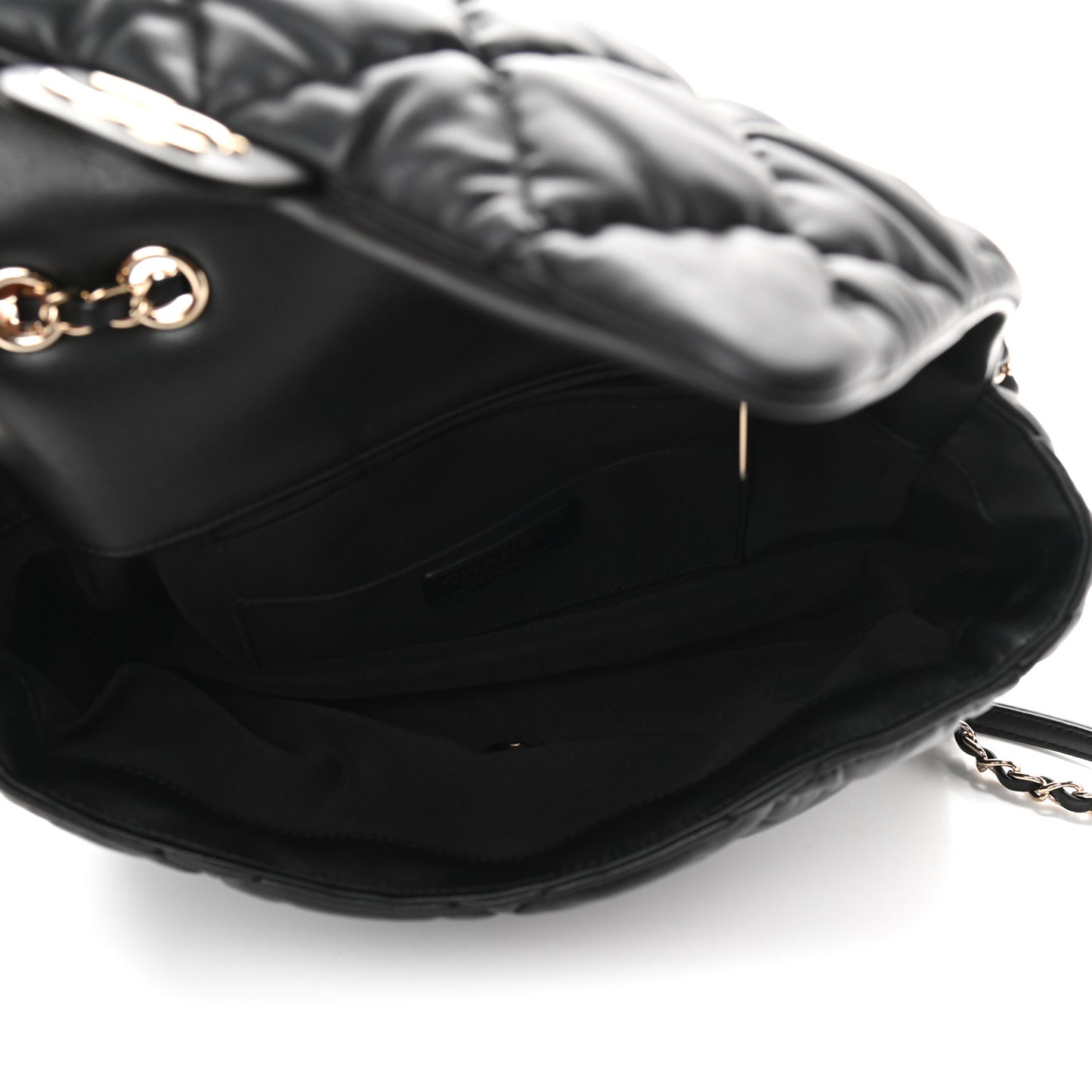 Calfskin Quilted Large Bubbly Flap Black