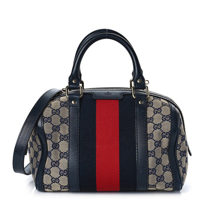 Gucci Monogram Vintage Web Small Boston Navy 2 of 12