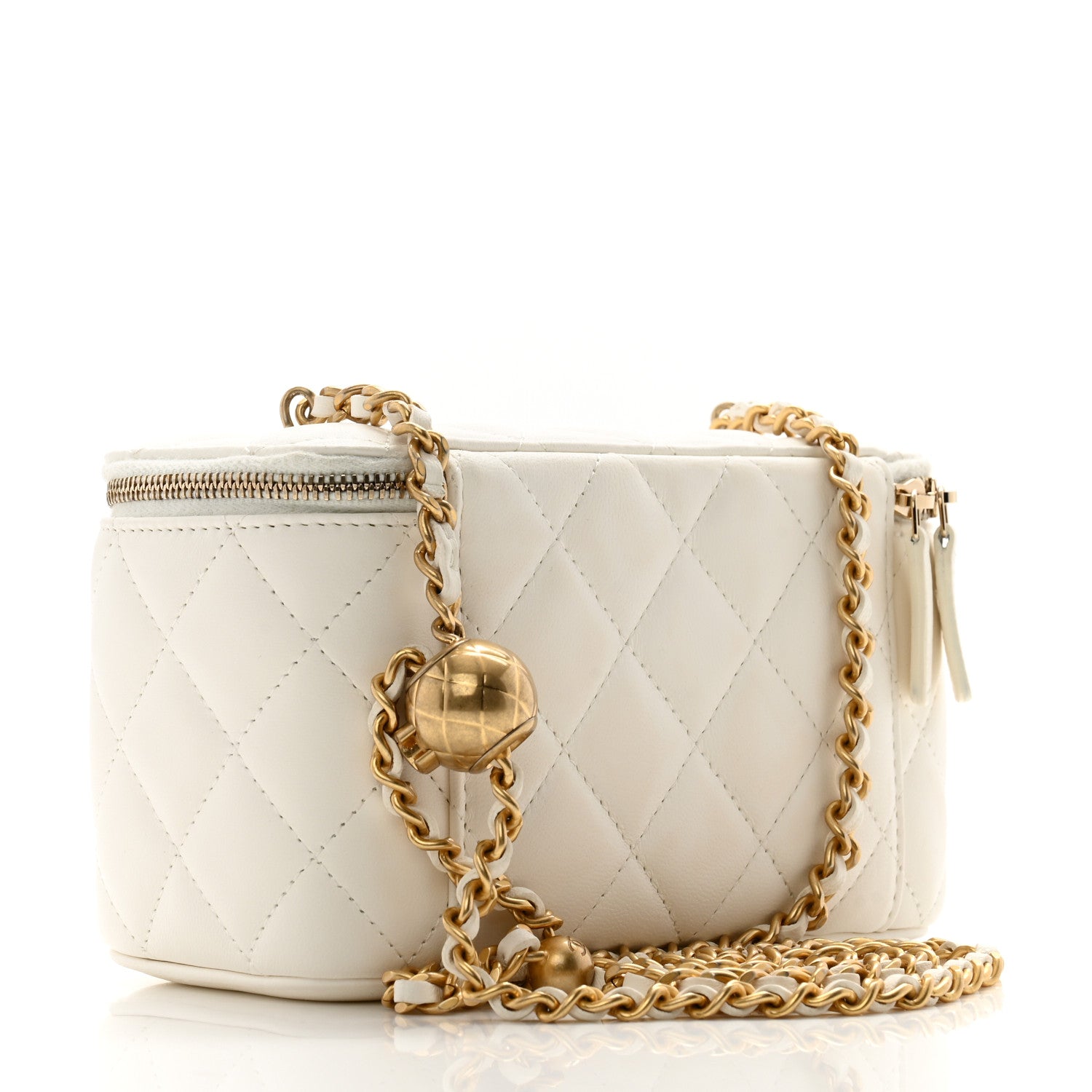 Chanel Lambskin Quilted Pearl Crush Small Vanity Case With Chain White 3 of 13