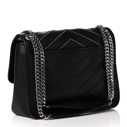 Saint Laurent Calfskin Matelasse Monogram Microstud Medium Niki Chain Satchel Black 2 of 4
