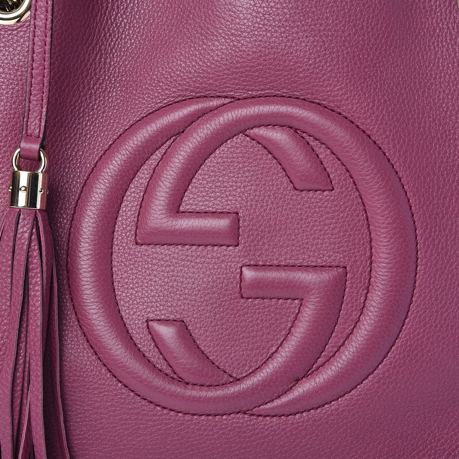 Gucci Pebbled Calfskin Medium Soho Chain Shoulder Bag Peonia Flower 12 of 15