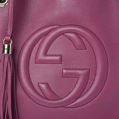 Gucci Pebbled Calfskin Medium Soho Chain Shoulder Bag Peonia Flower 12 of 15