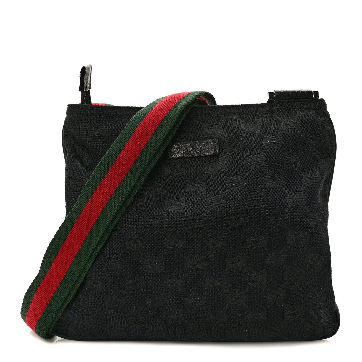 Gucci Monogram Web Small Flat Messenger Bag Black 1 of 9
