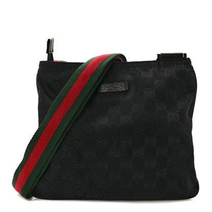 Gucci Monogram Web Small Flat Messenger Bag Black 1 of 9