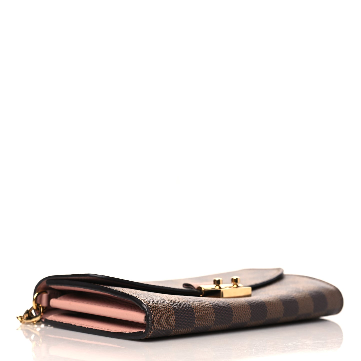 Damier Ebene Croisette Chain Wallet Rose Ballerine