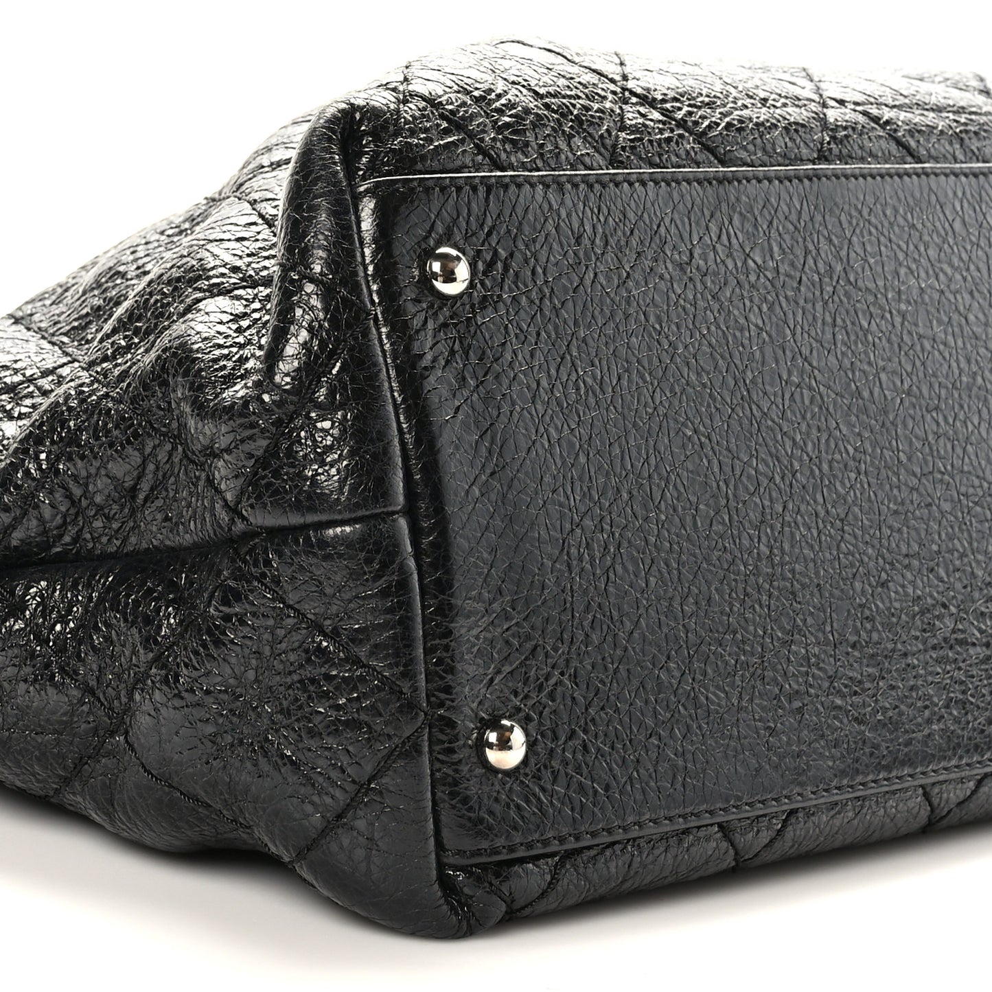 Glazed Calfskin Large On The Road Tote Black