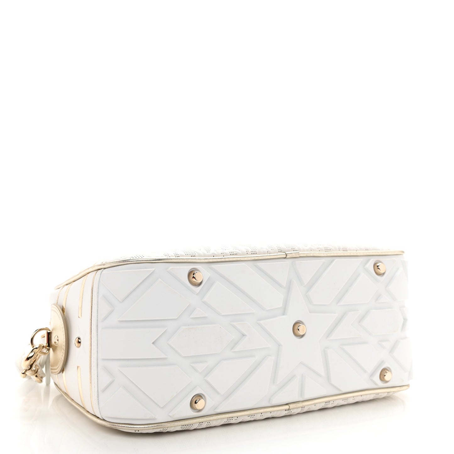 Perforated Calfskin Medium Dior Vibe Classic Bowling Bag White Gold