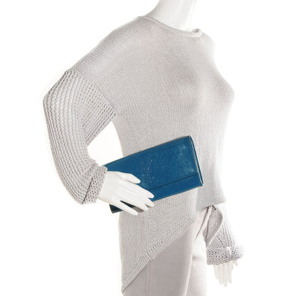 Saint Laurent Textured Patent Small Belle de Jour Clutch Blue 2 of 7