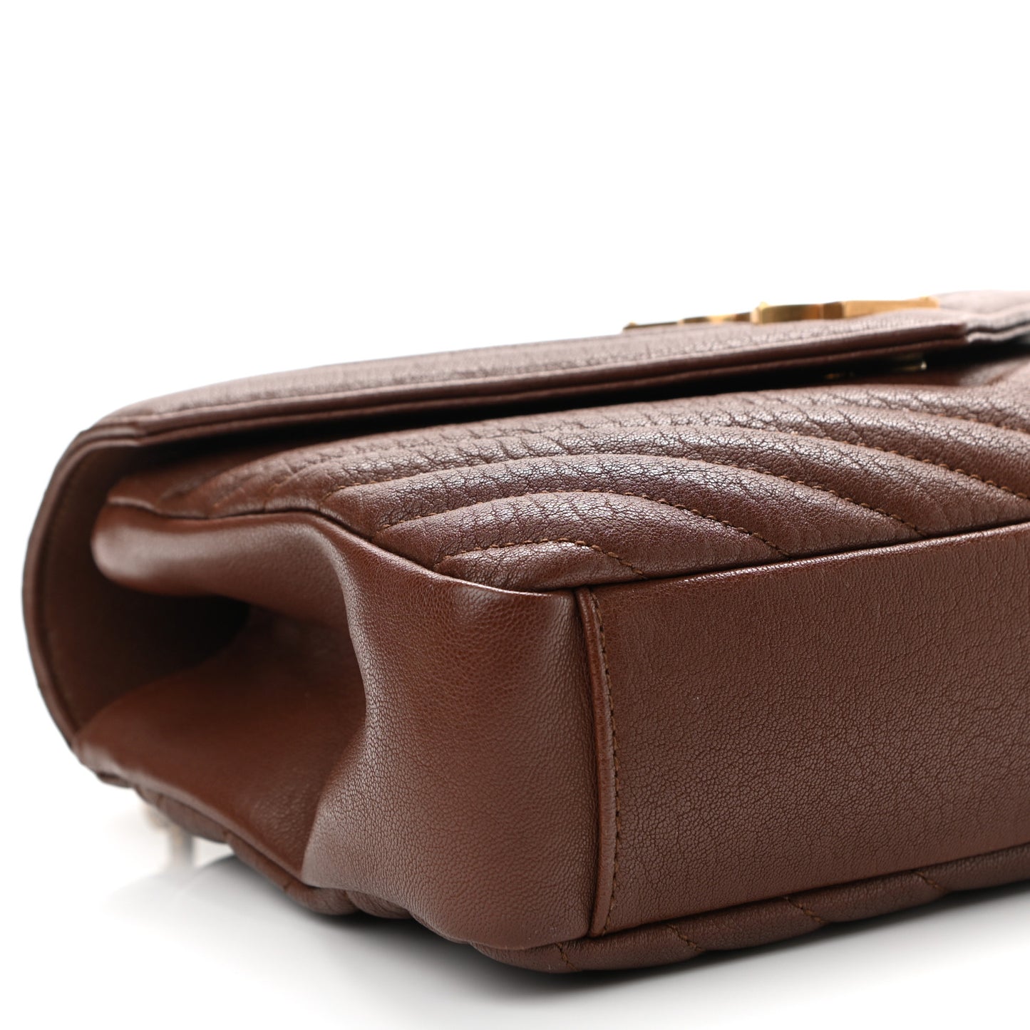 Sheepskin Matela5sse Chevron Monogram Medium College Bag Brandy