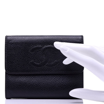 Chanel Caviar Timeless CC Compact French Wallet Black 2 of 10