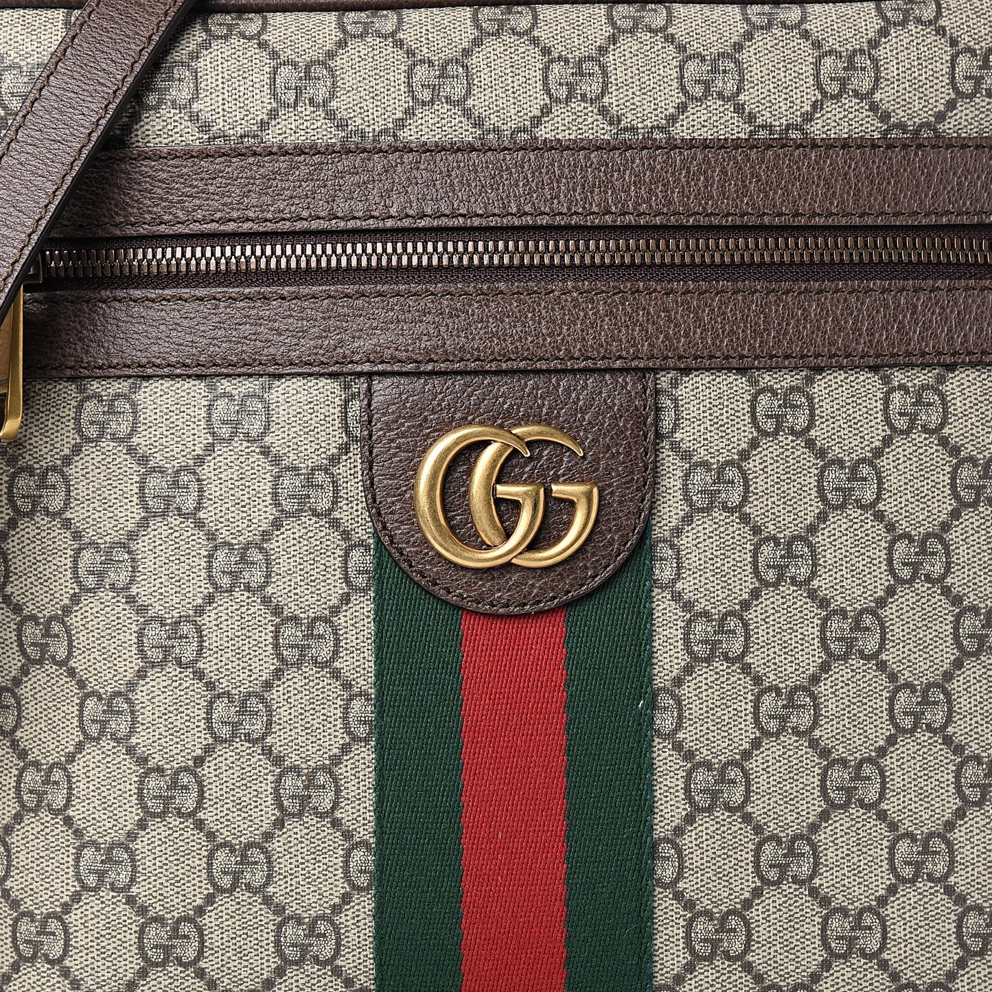 GG Supreme Monogram Web Medium Ophidia Messenger Bag Brown