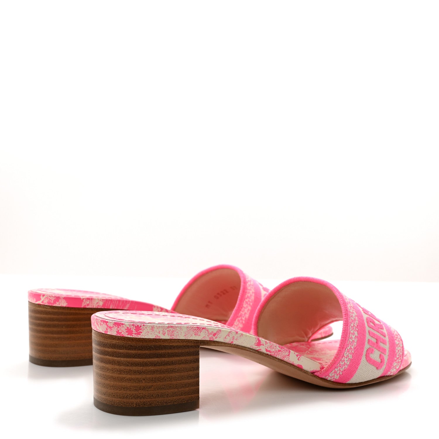 Christian Dior Cotton Toile de Jouy Embroidered Dway 55mm Slide Sandals 37 Off White Pink 4 of 8