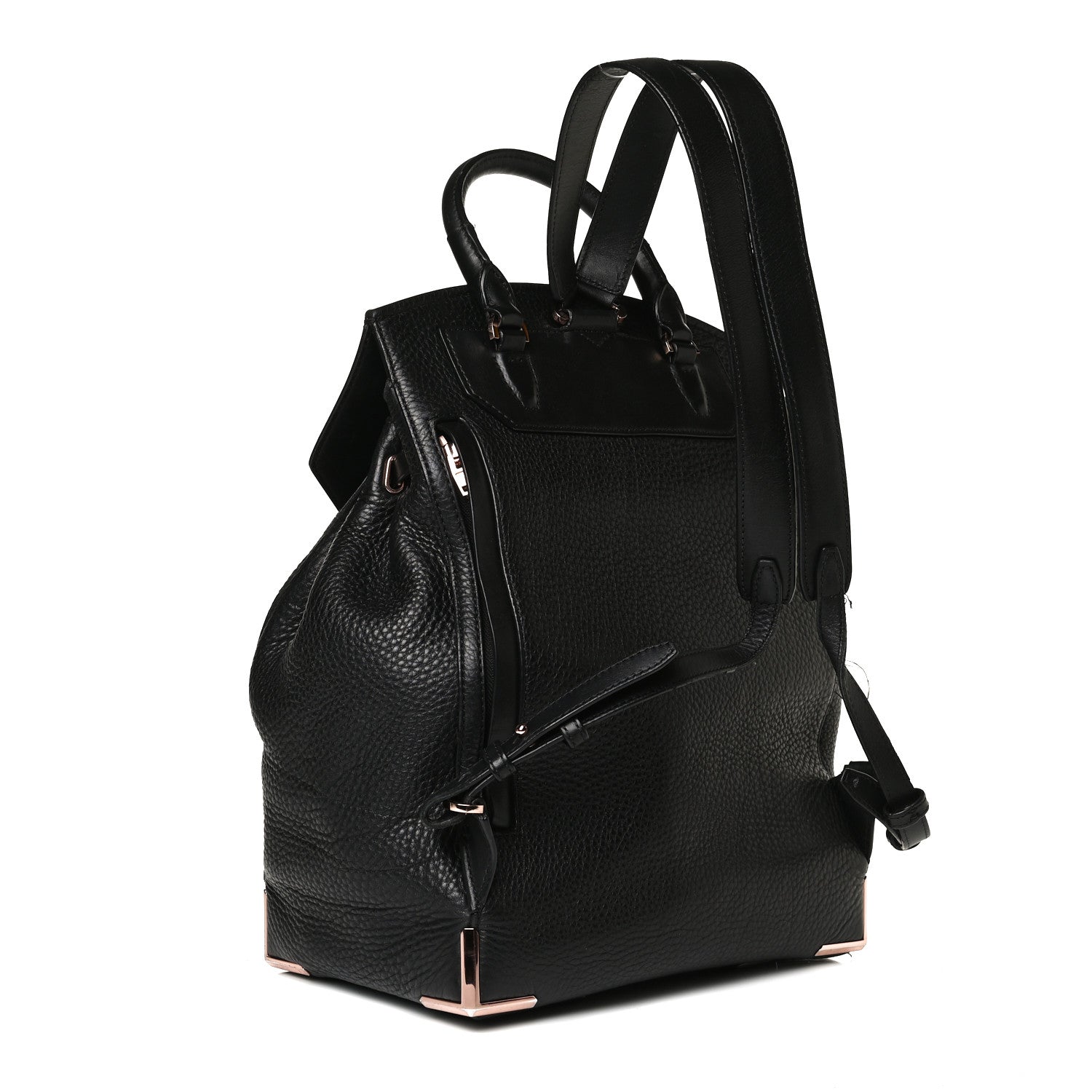 Alexander Wang Pebbled Calfskin Prisma Skeletal Backpack Black Rose Gold Hardware 2 of 13