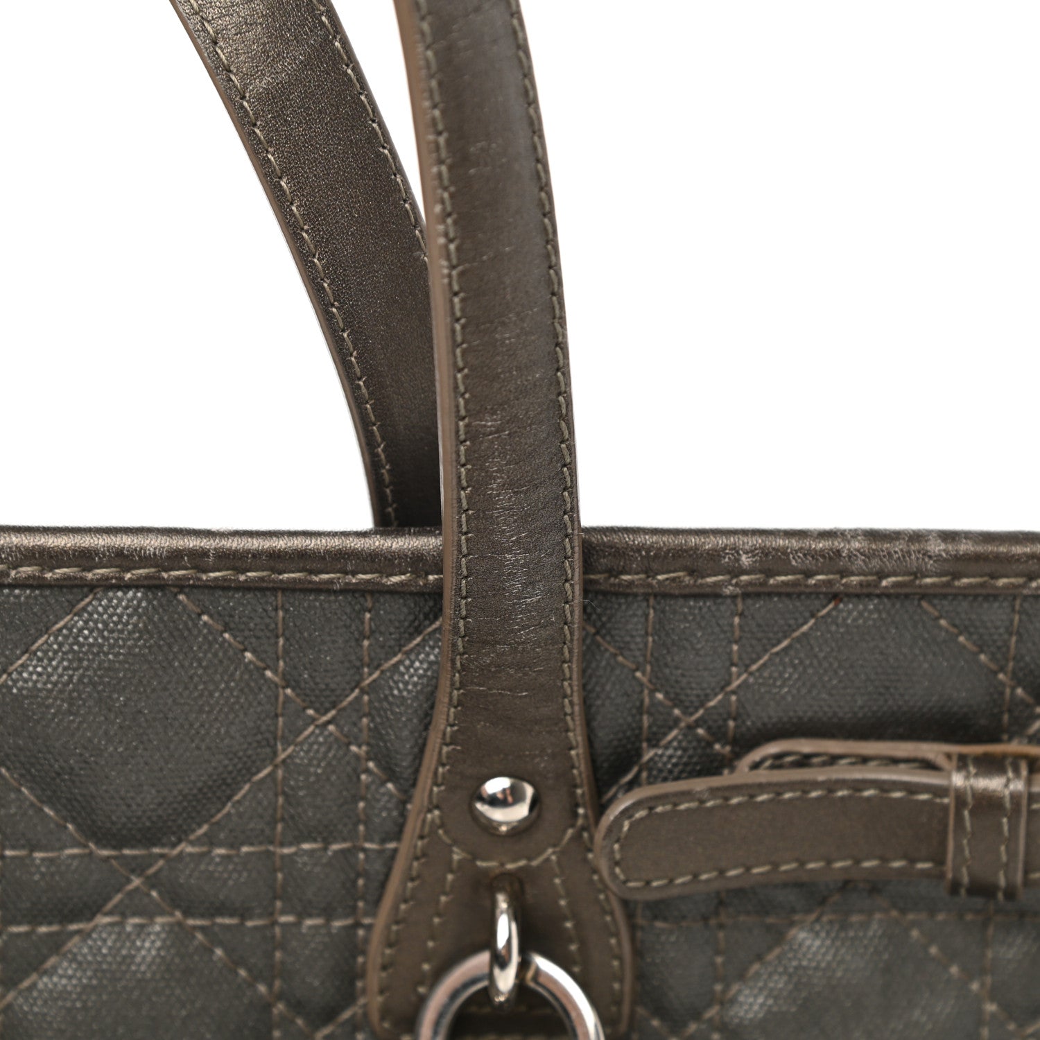 Christian Dior Coated Canvas Cannage Large Panarea Tote Grey 18 of 19