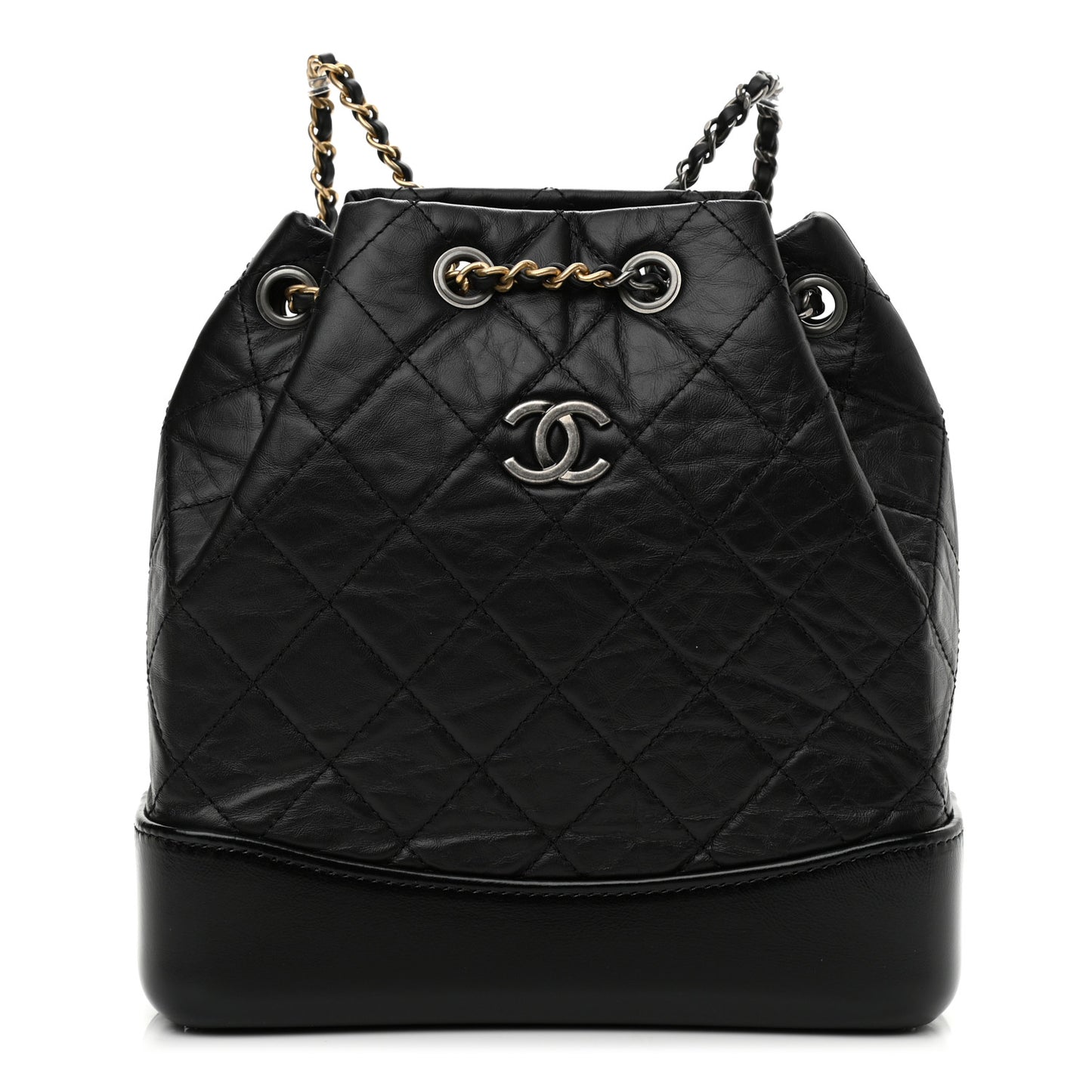 Aged Calfskin Quilted Small Gabrielle Backpack Black