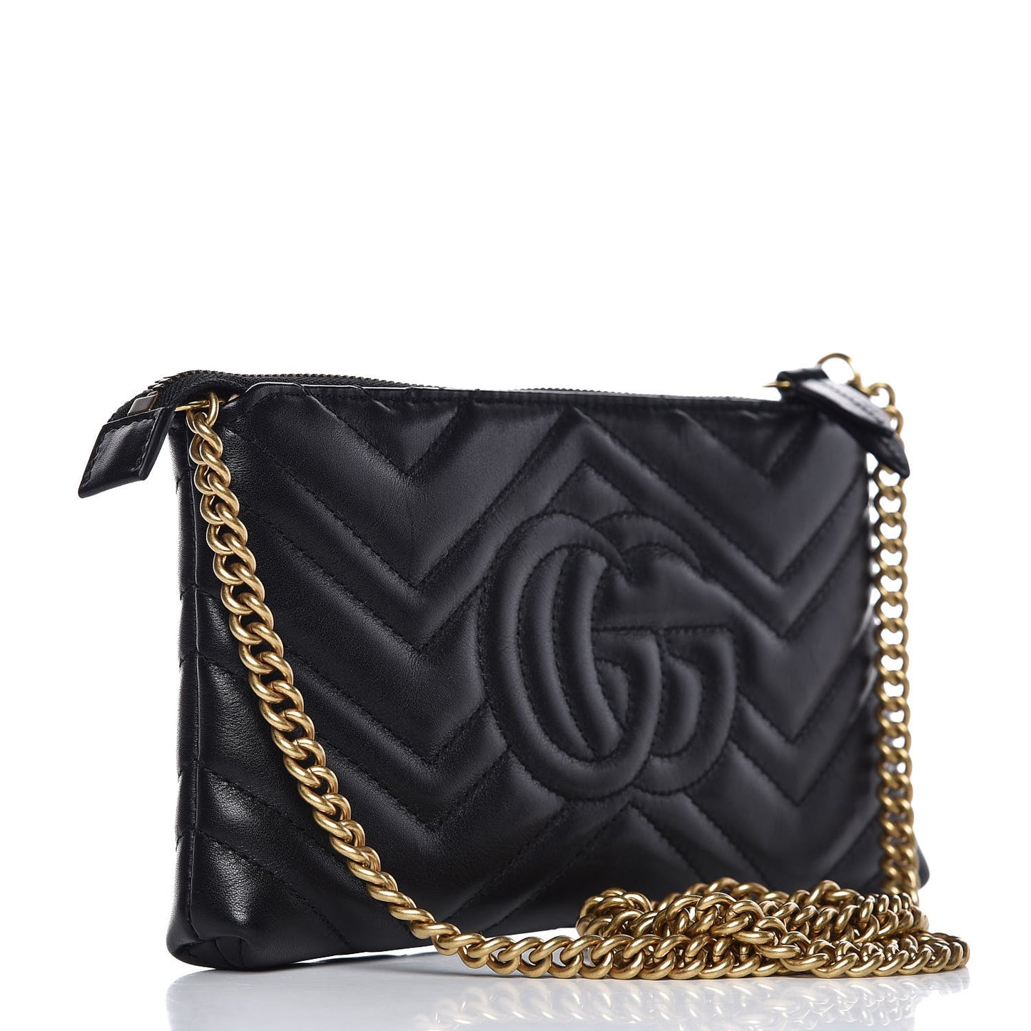 Calfskin Matelasse Mini GG Marmont Chain Bag Black
