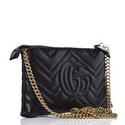 Gucci Calfskin Matelasse Mini GG Marmont Chain Bag Black 3 of 7
