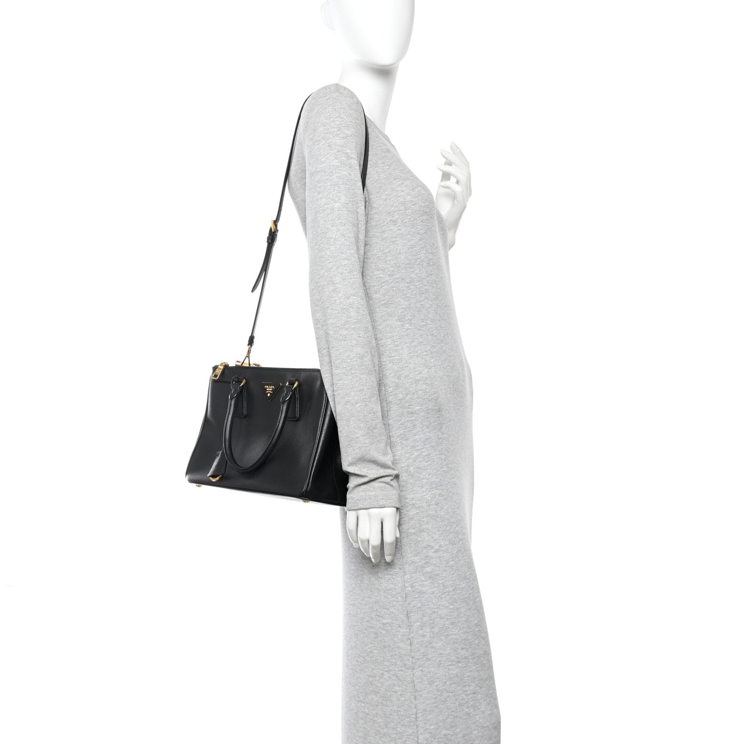 Prada Saffiano Small Galleria Double Zip Tote Black 2 of 9