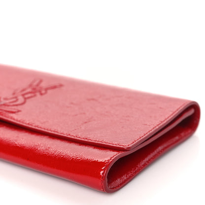 Saint Laurent Textured Patent Monogram Large Belle De Jour Clutch Red 8 of 10