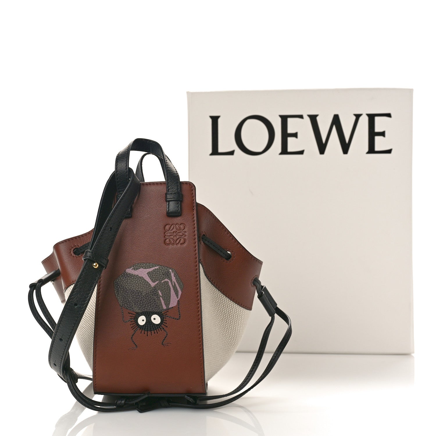Loewe X Spirited Away Calfskin Textile Susuwatari Mini Hammock Shoulder Bag Havane Ecru 9 of 9