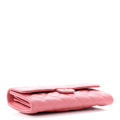 Chanel Caviar Quilted Large Gusset Flap Wallet Pink 4 of 10